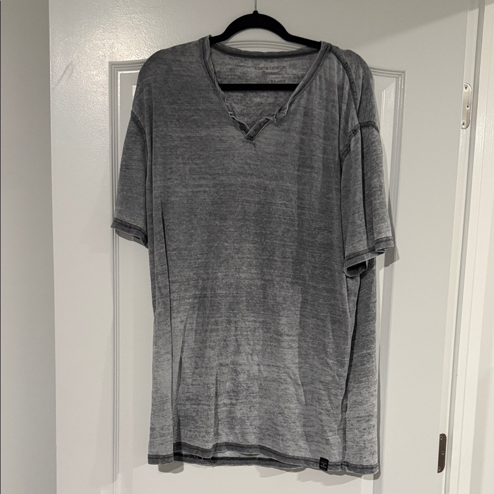 Lucky Brand Washed Gray Short Sleeve V-Notch Tee
